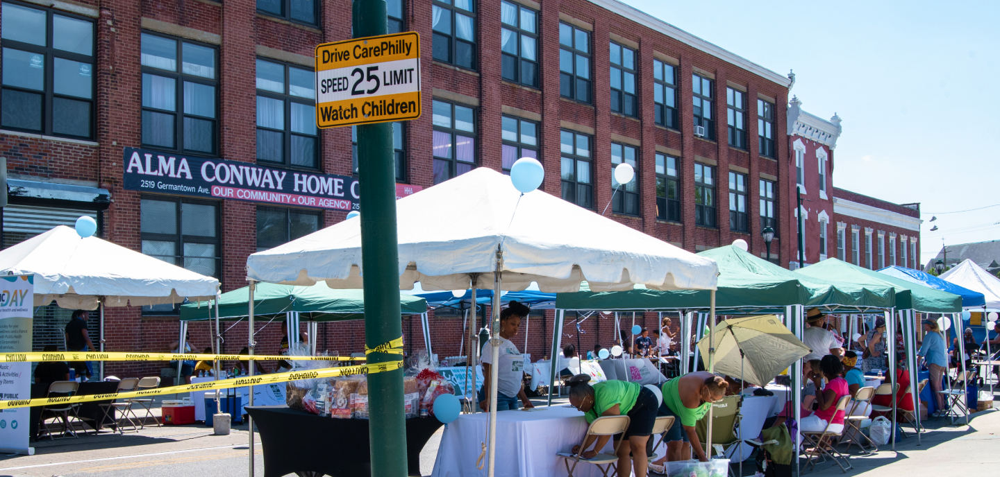 An outdoor community event in Philadelphia.
